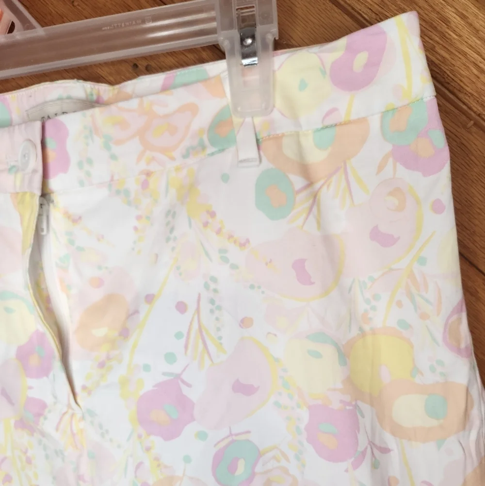 Talbots the perfect crop pastel floral print pants size 31 waist